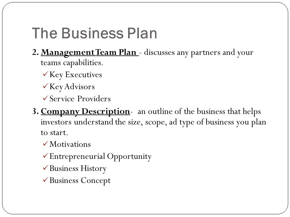 business plan roles